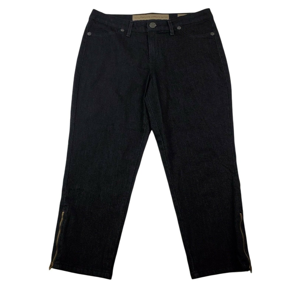 CC - Vintage America Women Jegging Crop Jeans 12/30 Solid Denim Black Stretch